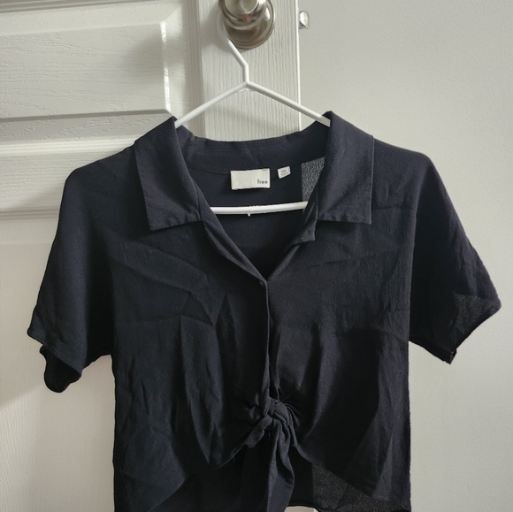 Black wilfred free button down tie front blouse - Picture 4 of 4